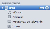 iPod en la lista de dispositivos