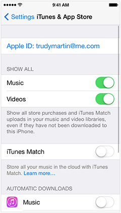 iTunes & App Store Settings on iPhone