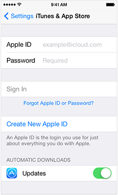 iTunes & App Store settings on iPhone
