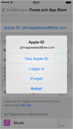 menyn Apple-ID