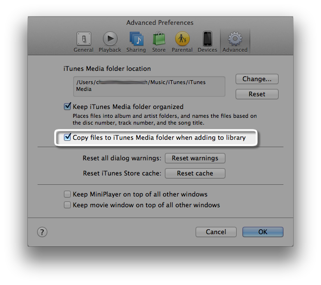Copy files to iTunes Media folder when adding to library