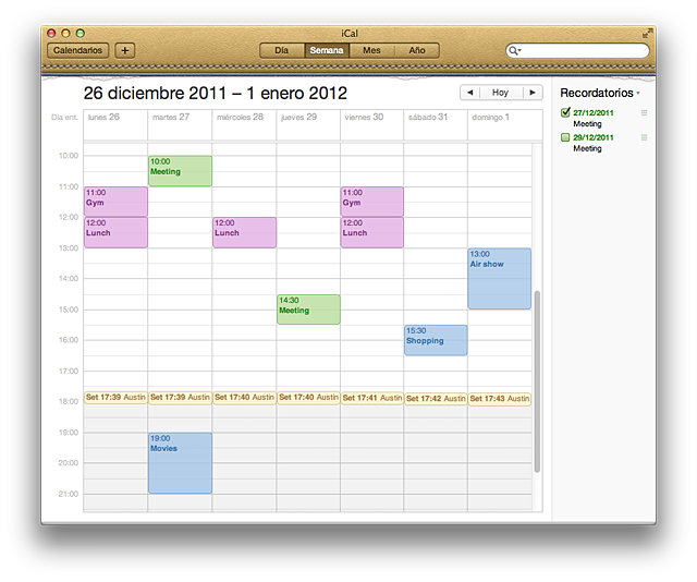 Programa para configurar los eventos del calendario mac