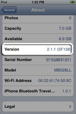 Installing iPhone 2.2 Software Update on iPod touch