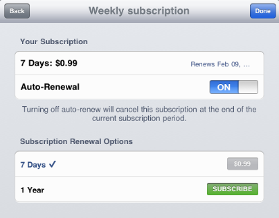 Subscription renewal options; 180 days, subscribe."