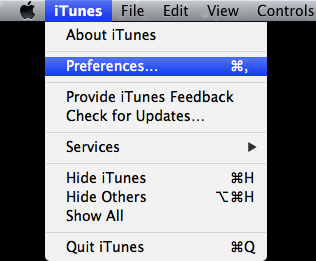 Mac iTunes preferences