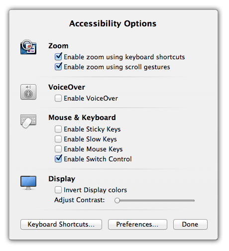 accessibility options window