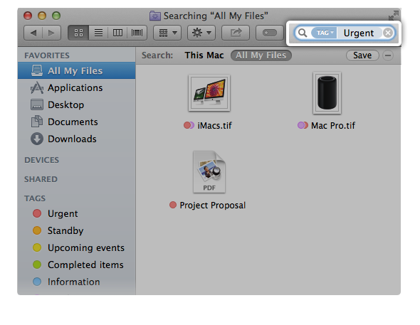 search by tags in the Finder