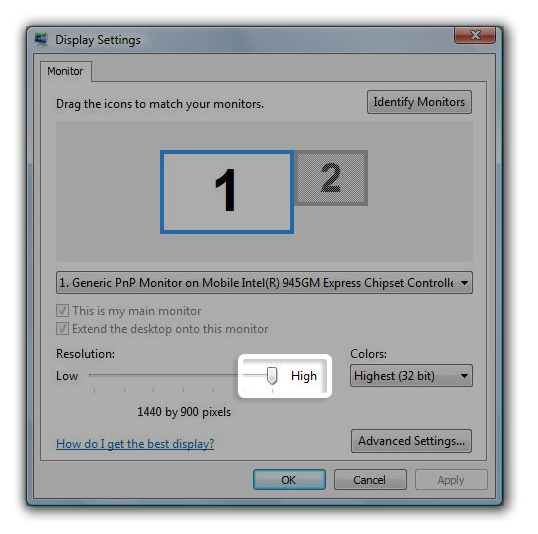 Display Settings In Windows Vista