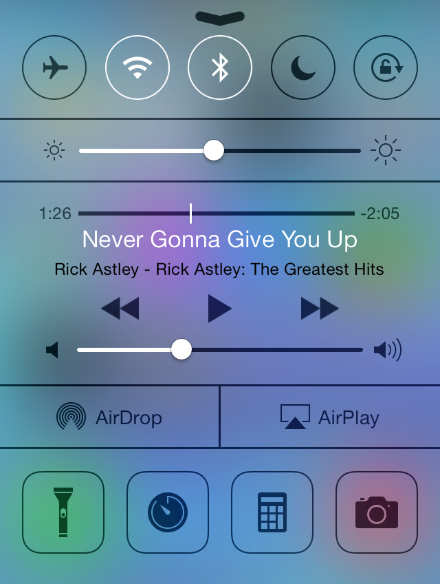 Control Center playing Never Gonna Give You Up