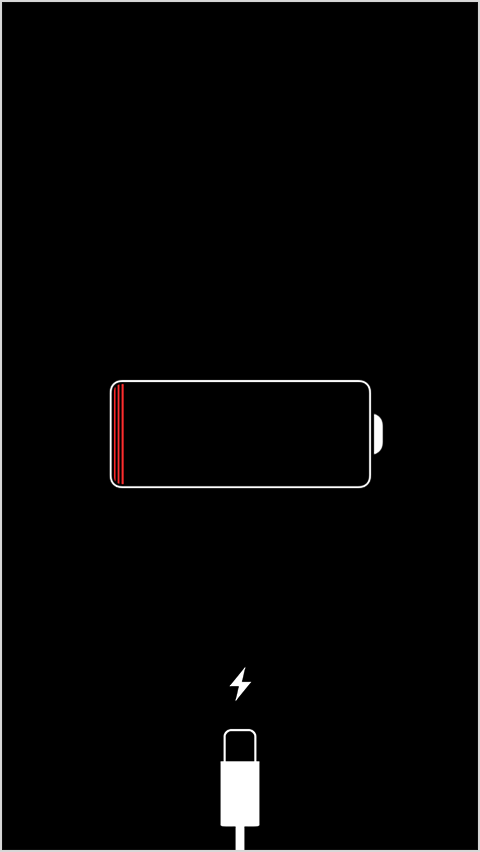 iPhone showing low battery screen