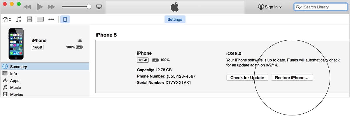 Use iTunes to restore your iOS device to factor