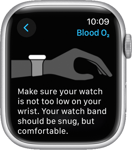 Снимок экрана Apple Watch Series 7, показывающий, как носить часы для получения наилучших результатов.